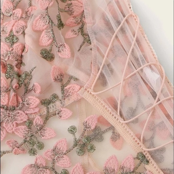 Lace Mesh Floral One Piece Bodysuit Lingerie Top - Picture 13 of 16